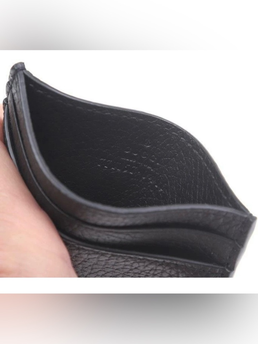 NEW GUCCI BLACK LEATHER LETTERING LOGO CARD CASE WALLET W/BOX - Picture 6 of 7